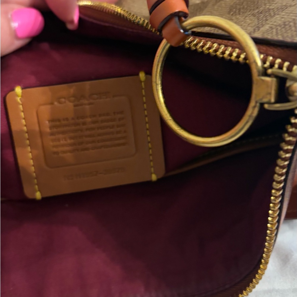 Coach Tan Signature Canvas crossbody with Brown Leather Trim - Picture 4 of 9
